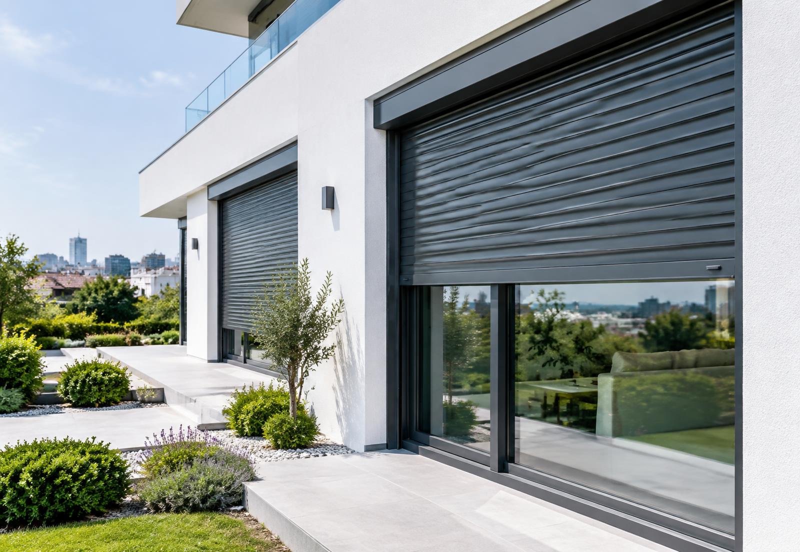 Rulouri din aluminiu instalate pe o locuință modernă